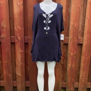 Green Dragon Poncho Cutout Cover Up Tunic Cape Top Size S